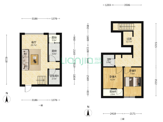 香榭丽都 2室1厅2卫 78平方