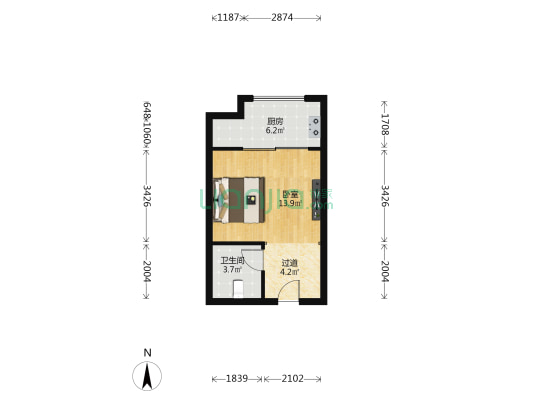 高新星荟 1室0厅1卫 42平方