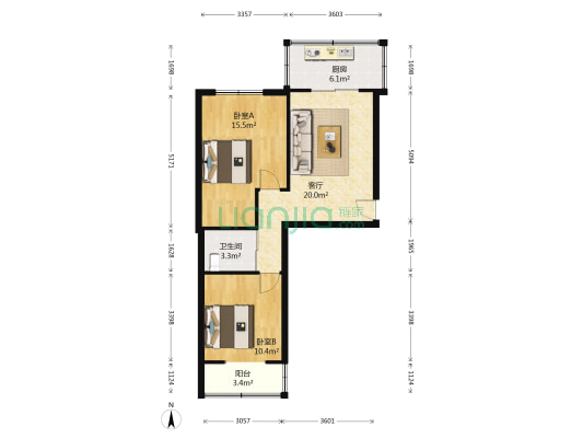 新兴小区 2室1厅1卫 69平方