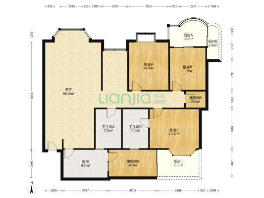 紫竹苑 3室1厅2卫 173平方