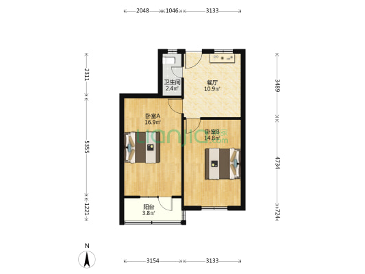 北门一村 2室1厅1卫 63平方
