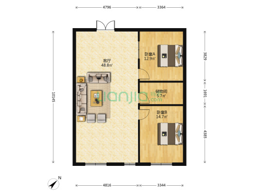 普利大厦 2室1厅0卫 106平方