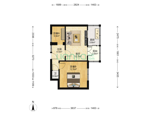市手扶拖拉机厂家属院 2室1厅1卫 45平方