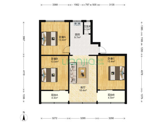 东门路27号 3室1厅1卫 89平方
