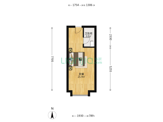 上东国际 1室0厅1卫 38平方