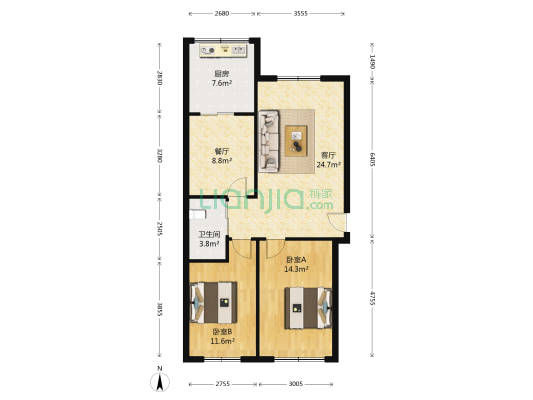 長隆家園 2室2厅1卫 92平方