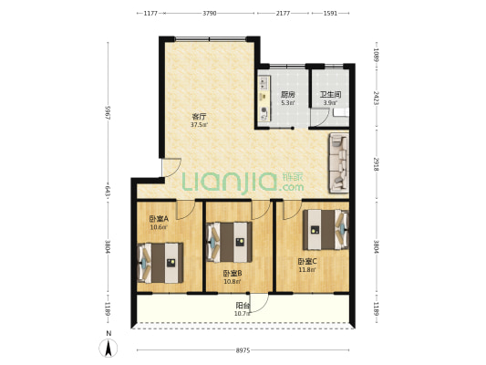 外运公司宿舍 3室1厅1卫 100平方