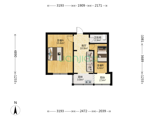 合馨小区 2室1厅1卫 50平方
