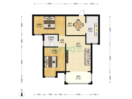 荣华东南海 2室2厅1卫 99平方