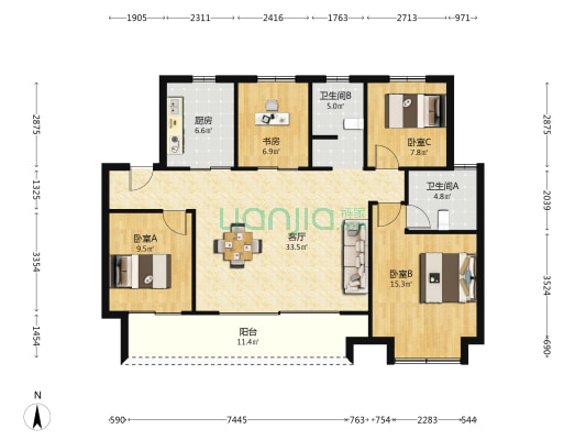 招商蛇口十里海湾星悦湾 4室1厅2卫 122平方