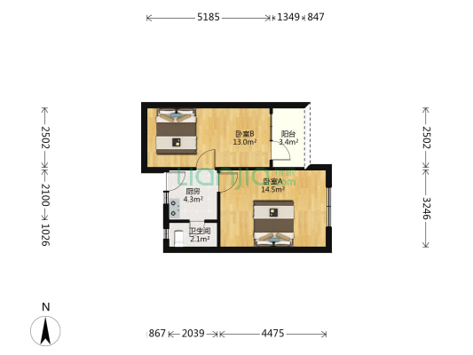 思南路115弄 2室0厅1卫 48平方