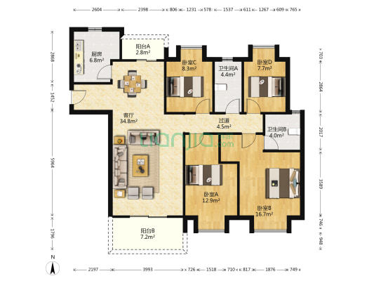 碧桂园生态城东境 4室1厅2卫 141平方