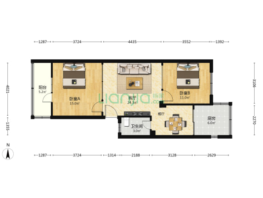 计生委、区委家属院（秀川路） 2室1厅1卫 79平方