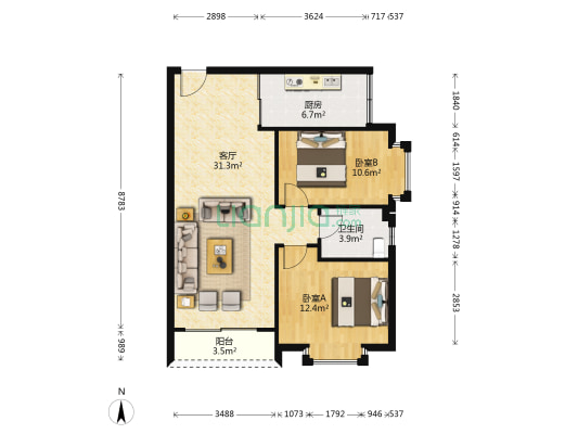康乐居一期 2室1厅1卫 76平方