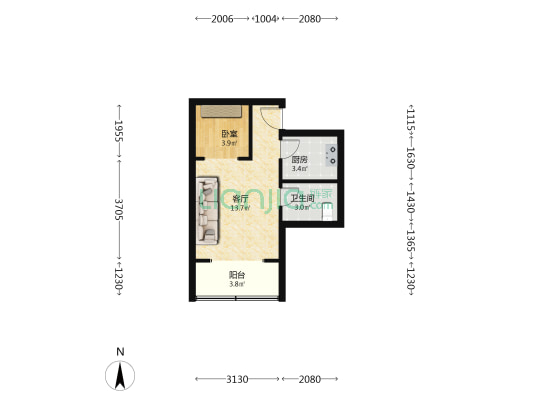海炼大楼 1室1厅1卫 38平方