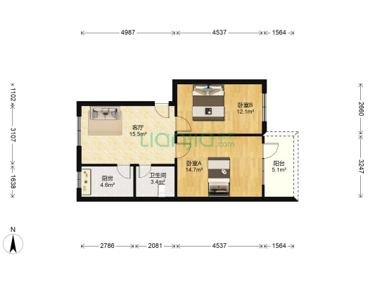 安居苑(洪山) 2室1厅1卫 68平方