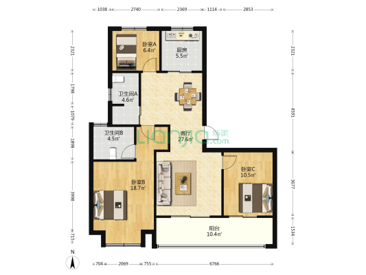 颐和铂湾 3室1厅2卫 116平方