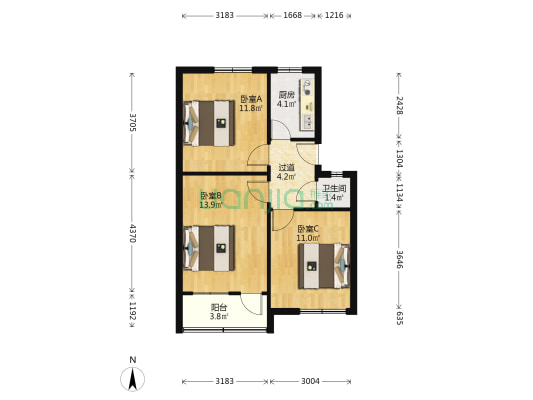 恒联小区 3室0厅1卫 63平方