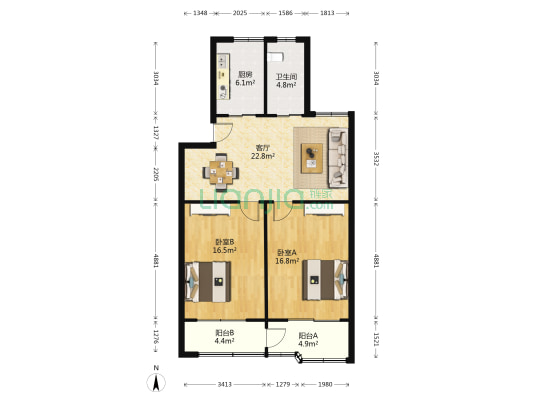 茂盛城市花园三期 2室1厅1卫 88平方