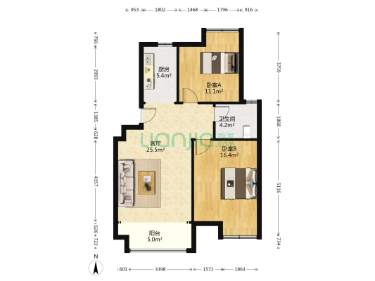 大南三村 2室1厅1卫 84平方