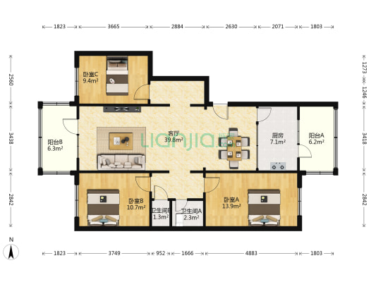 兰州敬东公司家属院 3室1厅2卫 118平方