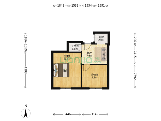 红旗楼(津南区) 2室1厅1卫 46平方