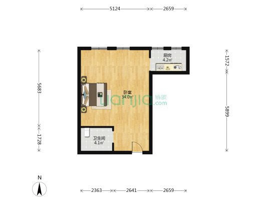 财富立方 1室0厅1卫 63平方