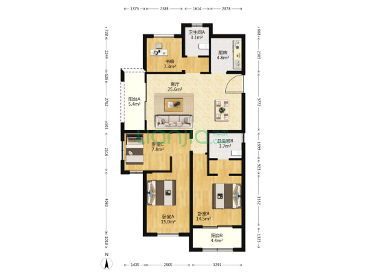 君悦嘉里 4室1厅2卫 120平方