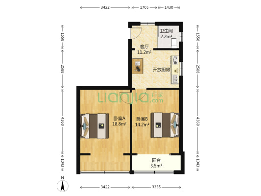 虎丘路 2室1厅1卫 59平方