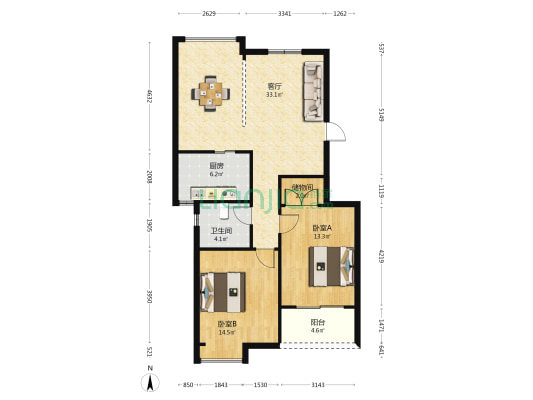 春满园 2室1厅1卫 96平方