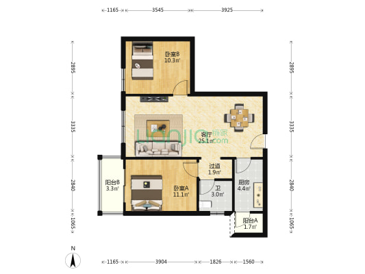 八一花园 2室1厅1卫 79平方