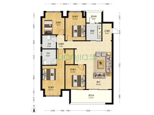 融创春城書院 4室1厅2卫 149平方