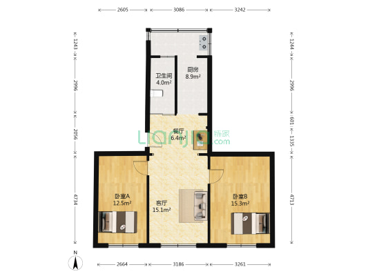 西中华胡同 2室2厅1卫 77平方