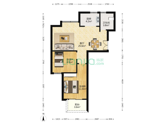 运河锦庭 2室1厅1卫 80平方