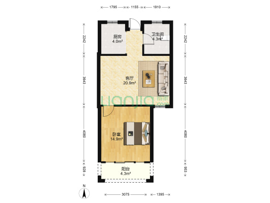 和泽苑 1室1厅1卫 70平方