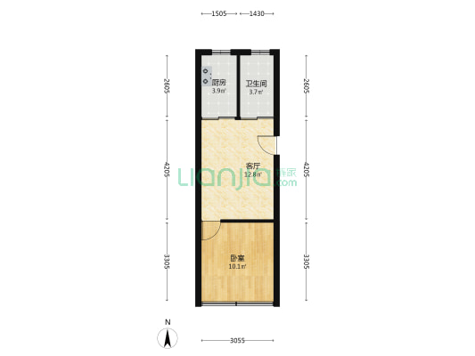龙山路56号 1室1厅1卫 39平方