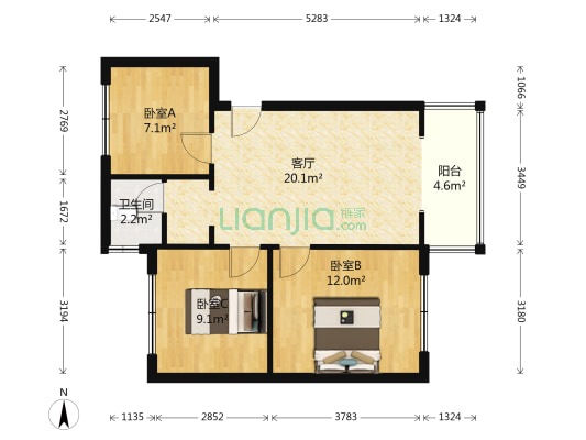 昆重小区 3室1厅1卫 67平方