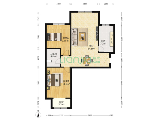 鑫新柳川佳苑 2室1厅1卫 98平方