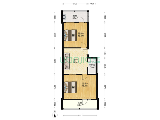 精营东二道街人行宿舍 2室1厅1卫 72平方