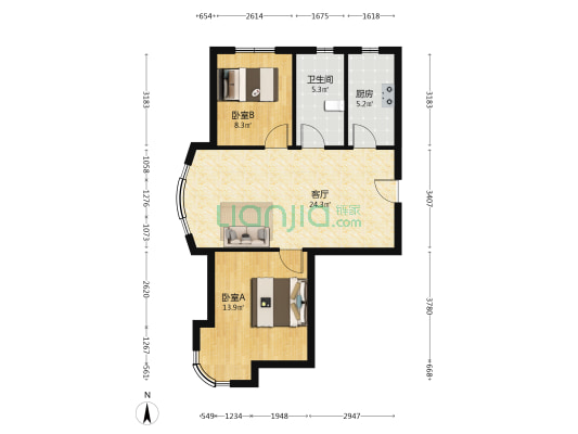 好旺角小区 2室1厅1卫 81平方
