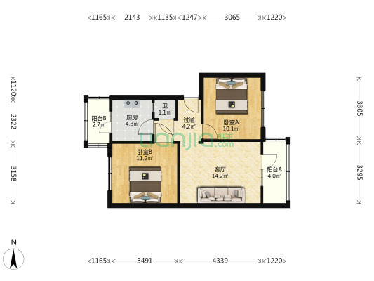太平路15号 2室1厅1卫 62平方