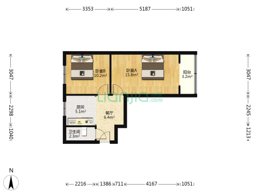 团结里(河北区) 2室1厅1卫 60平方