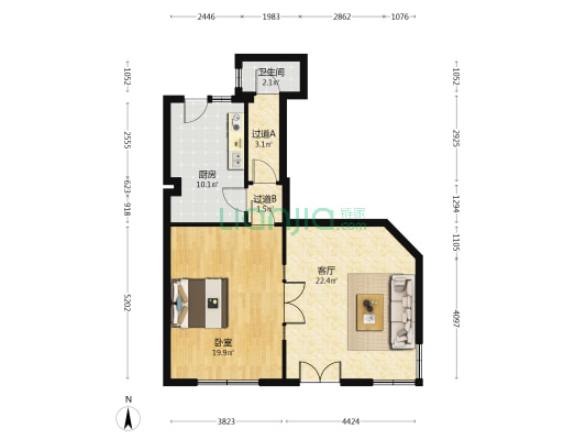 保园里 1室1厅1卫 49平方
