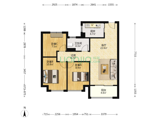 云樾府 3室1厅1卫 89平方