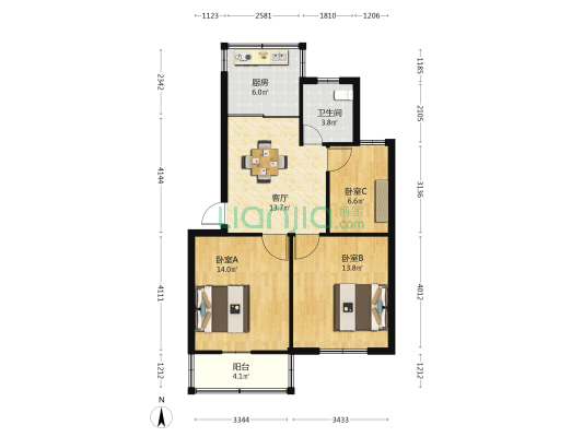 镇西新村 3室1厅1卫 75平方