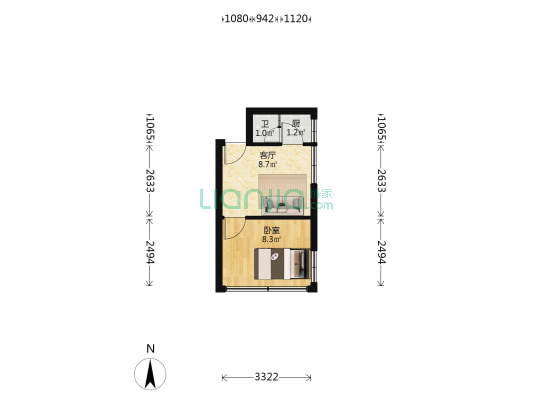 茶基新村 1室1厅1卫 909平方