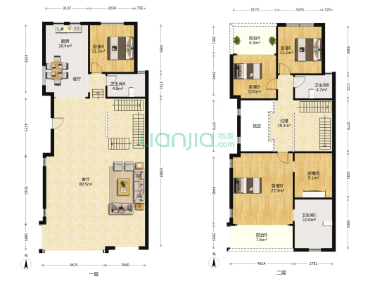 滇池卫城悦湖郡 4室1厅3卫 223平方