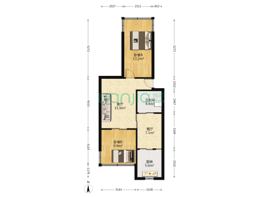 马家岭路14号 2室2厅1卫 76平方
