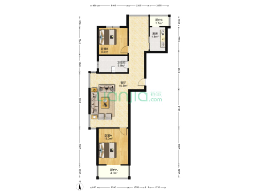 鼎盛大厦 2室1厅1卫 120平方