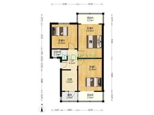 二道桥街76号 3室0厅1卫 63平方